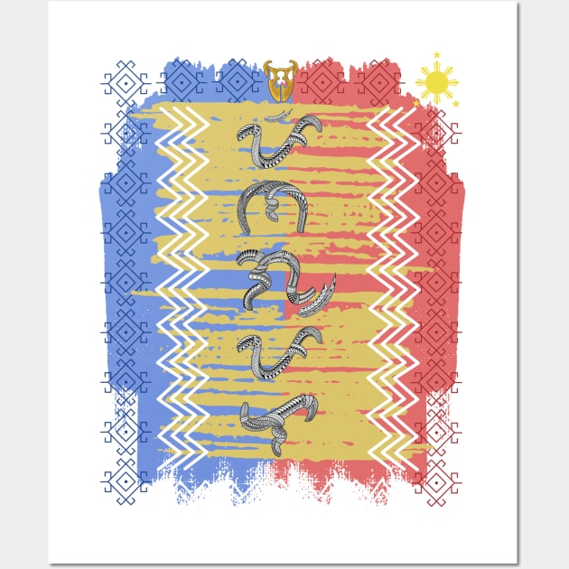 Philippine Flag / Baybayin word Pinagpala (Blessed) Wall Art by Pirma Pinas